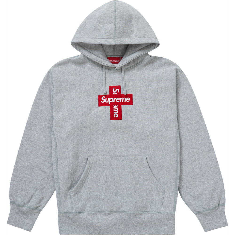 Supreme Cross Box Logo Hooded Sweatshirt Grey