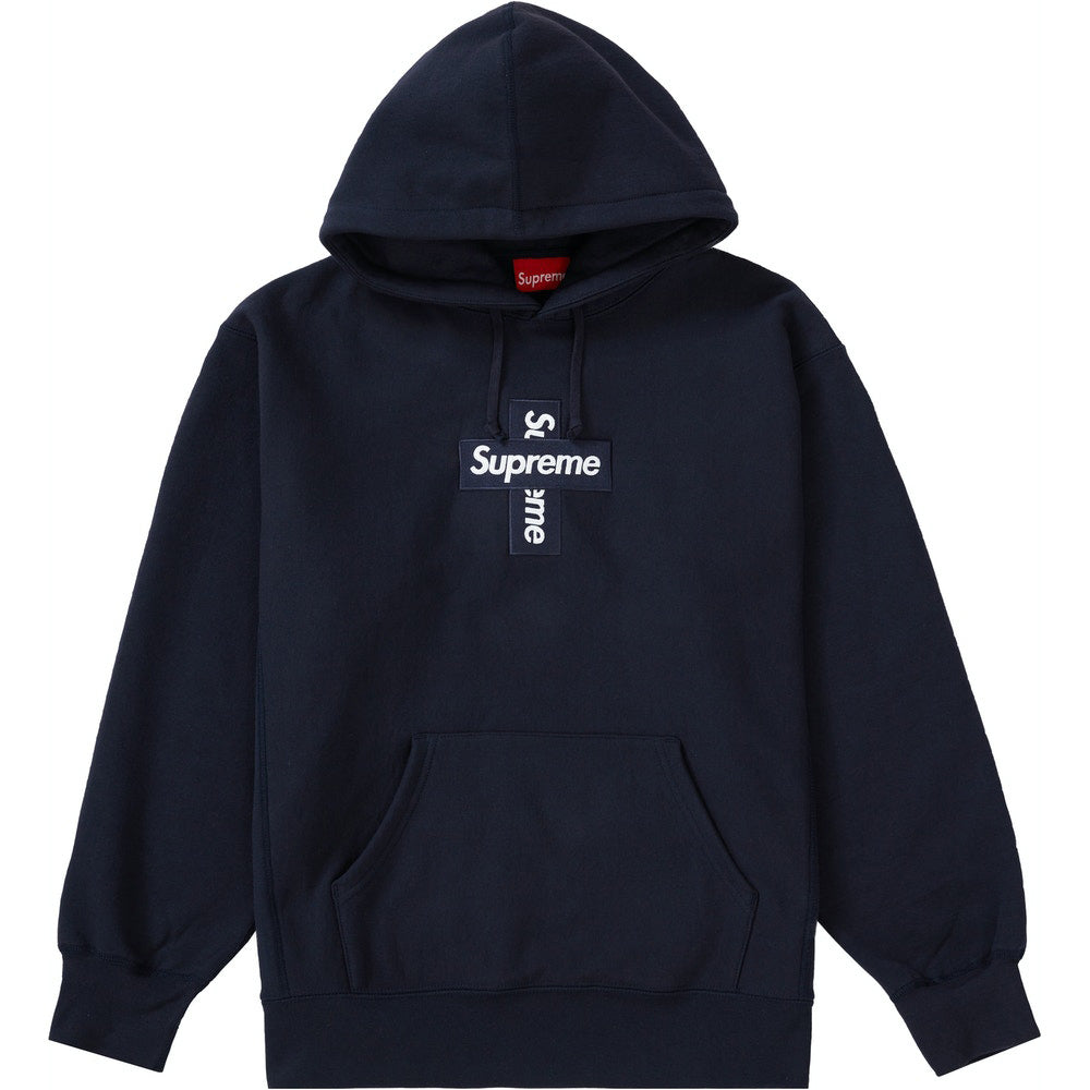 Supreme Cross Box Logo Hooded Sweatshirt Navy